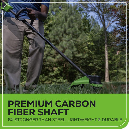 Greenworks 80V 16" Brushless Cordless String Trimmer (Carbon Fiber), 2.0Ah Battery and Charger Included