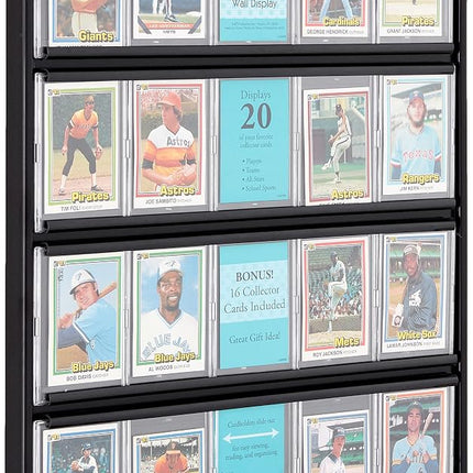 MCS 16x20 Inch Collector Card Wall Display, Holds 20 Sports Cards, Black (52894)