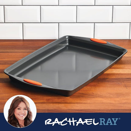 Rachael Ray Oven Lovin' Non-Stick 11-Inch X 17-Inch Crispy Cookie Baking Sheet, Orange