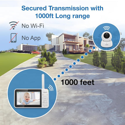 *Spanish Version* VTech VM924 Remote Pan-Tilt-Zoom Video Baby Monitor, 5" LCD Screen, Up to 17 Hrs Video Streaming, Night Vision, Up to 1000ft Range, Soothing Sounds, 2-Way Talk, Temperature Sensor