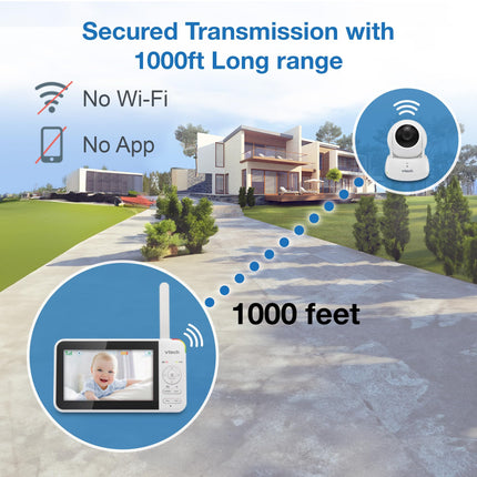 *Spanish Version* VTech VM924 Remote Pan-Tilt-Zoom Video Baby Monitor, 5" LCD Screen, Up to 17 Hrs Video Streaming, Night Vision, Up to 1000ft Range, Soothing Sounds, 2-Way Talk, Temperature Sensor