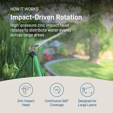 Orbit 56667N Zinc Impact Sprinkler on Tripod Base