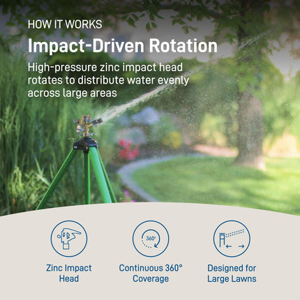 Orbit 56667N Zinc Impact Sprinkler on Tripod Base