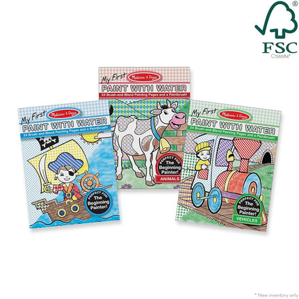 Melissa & Doug My First Paint with Water Activity Books Set - Animals, Vehicles, and Pirates - FSC Certified