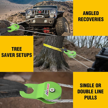Nilight 8 Ton Winch Snatch Block Towing Pulley Blocks 17,000 LBS Capacity (Green), Winch Hook Accessories, Heavy Duty Offroad Recovery Accessory for Truck, Tractor, ATV & UTV