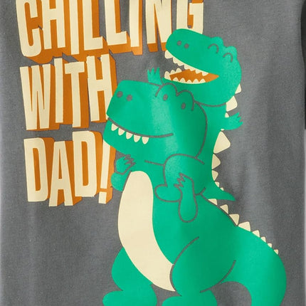 The Children's Place Baby and Toddler Boys' Dino Short Sleeve Graphic T-Shirts, Multipack, Edu Dino/Dad Dino/Dino Skate, 4T