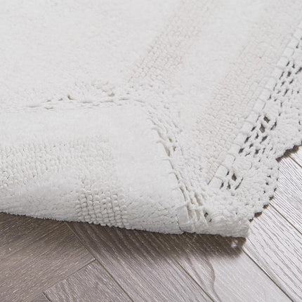 Laura Ashley Crochet Cotton 24x40 Bath Rug, Creamy White