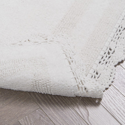 Laura Ashley Crochet Cotton 24x40 Bath Rug, Creamy White