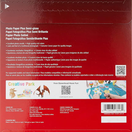 Canon Photo Paper Plus Semi-Gloss 8" x 10" (50 Sheets) (SG-201 8X10)