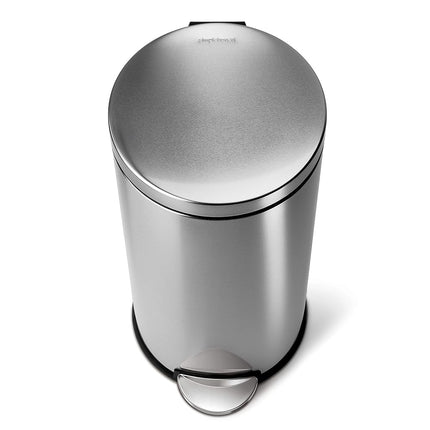 simplehuman CW1810 30L Round Kitchen Pedal Bin, Strong Steel Pedal, Silent Soft Close Lid, Inner Bucket, Stay-Open Lid, Non-skid Base, Slim Profile Hinge, Fingerprint-Proof, Brushed Stainless Steel
