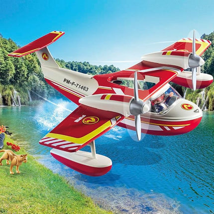Playmobil 71463 Action Heroes: Firefighting Seaplane with Extinguishing Function, heroic rescue missions, with a firefighter, imaginative role-play, detailed play sets suitable for children ages 4+