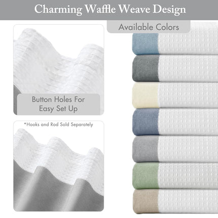 Madison Park Spa Waffle Shower Curtain Pieced Fabric with 3M Scotchgard Moisture Management Modern Home Bathroom Decorations, Tall 72"x84", Grey