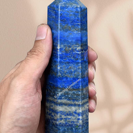 Large Lapis Lazuli Crystal Towers ~ Natural Healing Crystal Point Obelisk for Reiki Healing and Crystal Grid (5.5" to 6" INCH)