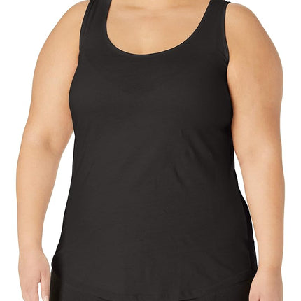 Just My Size Women's Shirt-Tail Tank Top, Black, 3X