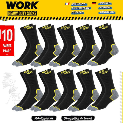 SOXCO 10 Pairs Men’s Work Socks, Black Crew Length | DRI-WIK Moisture Wicking Technology | Reinforced Heel & Toe 6/10 Pairs, Black (10 Pairs), X-Large