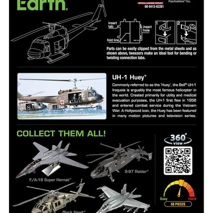 Metal Earth UH-1 Huey Helicopter Color 3D Metal Model Kit Fascinations
