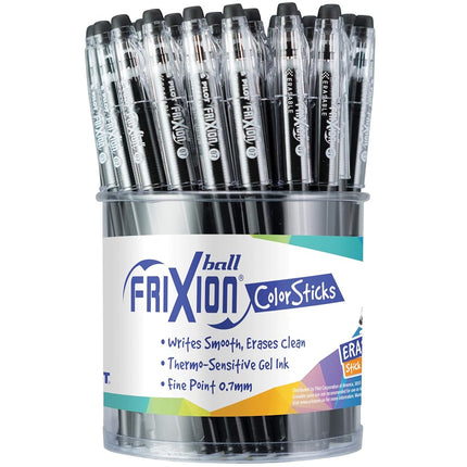 Pilot FriXion ColorSticks Erasable Gel Ink Stick Pens, Fine Point, Black Ink, Tub of 36 (5798)