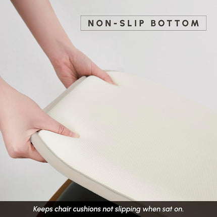 Elegant Comfort 4 Pack Chair Cushion Covers - Skid-Proof Rubber Backing - 16 x 16 Inch - Thick Dining Square Shape Seat Covers - Comfortable Textured Chair Pads with Ties - Thatch Pattern, Cream