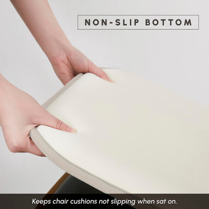 Elegant Comfort 4 Pack Chair Cushion Covers - Skid-Proof Rubber Backing - 16 x 16 Inch - Thick Dining Square Shape Seat Covers - Comfortable Textured Chair Pads with Ties - Thatch Pattern, Cream