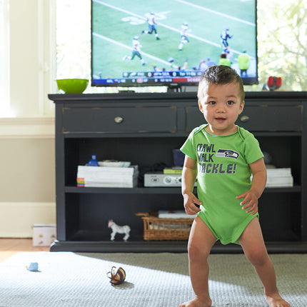 NFL Seattle Seahawks Pack de 3 Bodys de Manga Corta Surtidos para Niños, Azul, 0-3 Meses