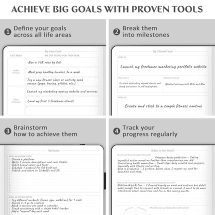 Legend Planner Undated, Weekly & Daily Goal Journal, A4 Black