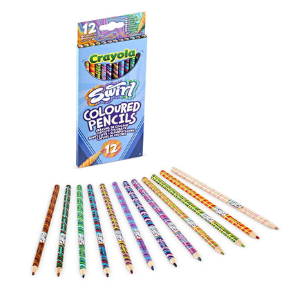 CRAYOLA Swirl Colouring Pencils - Assorted Colours (Pack of 12) | Magical Swirl Effect Will Draw 4 Colours Per Pencil |Ideal for Kids Ages 3+