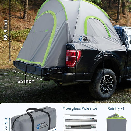 JOYTUTUS Pickup Truck Tent Waterproof PU2000mm Double Layer for 2Person Portable Truck Bed Tent 5.5'-6' Camping Preferred