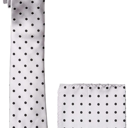 Stacy Adams Men's Satin Dot Tie Set, Silver, One Size