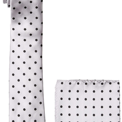 Stacy Adams Men's Satin Dot Tie Set, Silver, One S