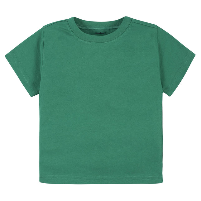 Gerber Baby Toddler 5-Pack Solid Short Sleeve T-Shirts Jersey 160 GSM, Kelly Green, 18 Months