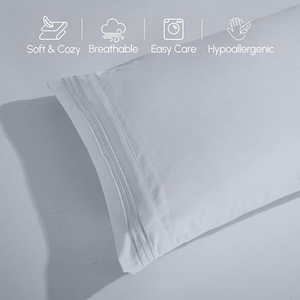 Elegant Comfort Luxury 4-Piece Bed Sheet Set - Luxury Bedding 1500 Thread Count Egyptian Quality Microfiber, Wrinkle Resistant Cool & Breathable, Easy Elastic Fitted, Queen, Silver Grey