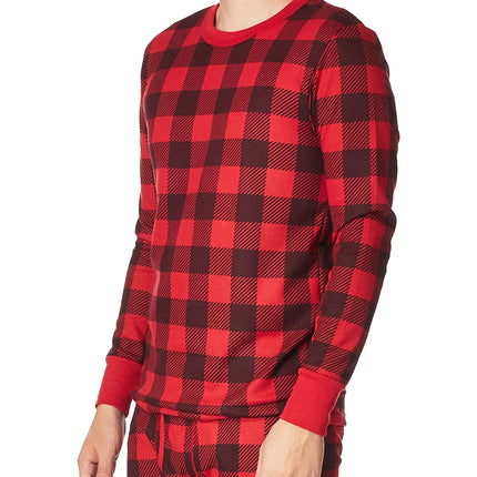 Fruit of the Loom Men's Thermal Waffle Sleep Set (Top and Bottom) Base Layer, Buffalo Plaid, 3X