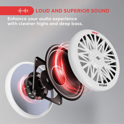 Caisson de basses audio marin extérieur Pyle - Haut-parleur de graves étanche blanc 600 watts 12 pouces pour système audio marin, montage sous le casque ou dans un boîtier sur petit bateau, véhicule marin PLMRW12