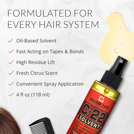 Walker Tape C22 Solvent 120ml Spray For Lace Wigs & Toupees