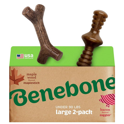 Benebone 2-Pack Maplestick/Zaggler Durable Dog Che