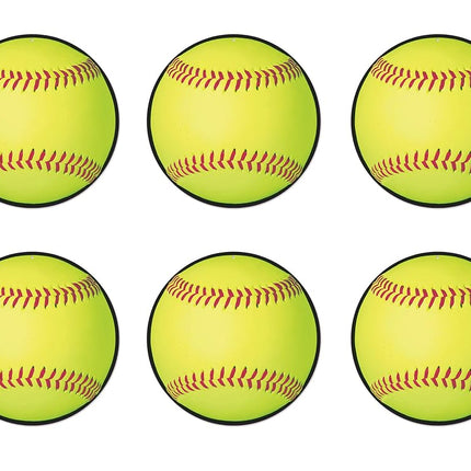 Beistle 54765, 6 Piece Softball Cutouts, 10", Paper, Multicolor
