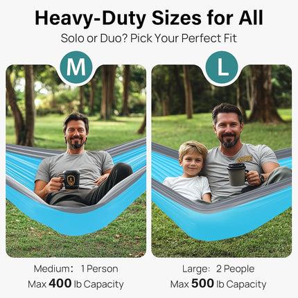 Kootek Camping Hammock 400 lbs Capacity, Portable Hammocks with Tree Straps & Attached Carry Bag, Camping Essentials Gear, Perfect for Outside Indoor Hiking Beach Backpack Travel