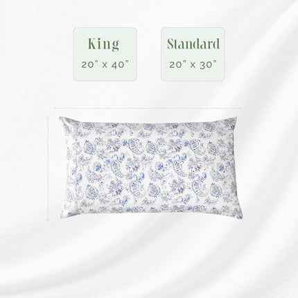 Elegant Comfort Ultra Soft Set of 2 Floral Print Pillowcases - 1500 Premium Hotel Quality Microfiber, Soft and Smooth Envelope Closure 2-Piece Pillow Covers - King, Paisley Indigo