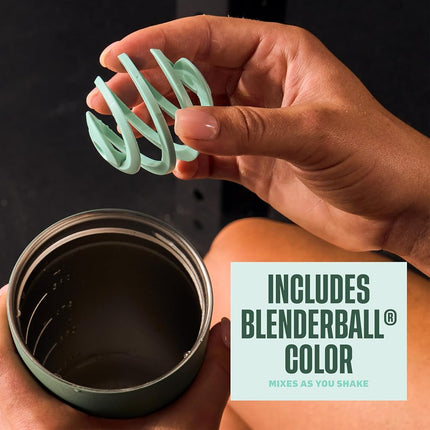 Vaso batidor térmico de acero inoxidable 2 en 1 BlenderBottle, tapa a prueba de fugas Swig, popote, BlenderBall, sin BPA, para batidos de proteínas, licuados y preentrenamiento, 24 oz, verde (cristal de mar)