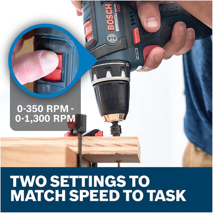 Bosch Power Tools Drill Kit - PS31-2A - 12V, 3/8 Inch, Two Speed Driver, Cordless Drill Set - Includes Two Lithium Ion Batteries, 12V Charger, Screwdriver Bits & Soft Carrying Bag, Blue