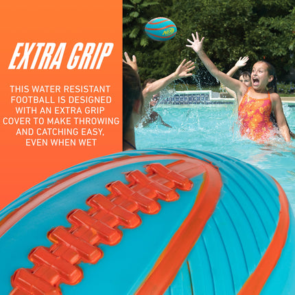 NERF Pool + Beach Water Football - Tidal Toss Pool Football for Water Games - Perfect Pool Toy for Kids - Extra Grip Waterproof Football with Inflation Pump