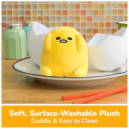 GUND Sanrio Gudetama The Lazy Egg Stuffed Animal, Gudetama in Eggshell Plush Toy for Ages 1 and Up, 5�