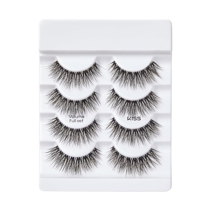 KISS Lash Couture Luxtension, False Eyelashes, 'Volume Full Set', 14 mm, Includes 4 Pairs Of Lashes, Contact Lens Friendly, Easy to Apply, Reusable Strip Lashes