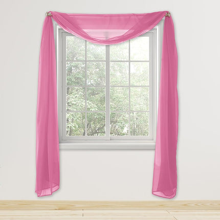 Elegant Comfort Lightweight Sheer Voile Window Scarf Valance - 216 Inch Long - 1 Panel Long Sheer Curtain for Living Room, Event Decor, Bedroom, (1 Piece) 55" X 216'' Long, Dusty Rose