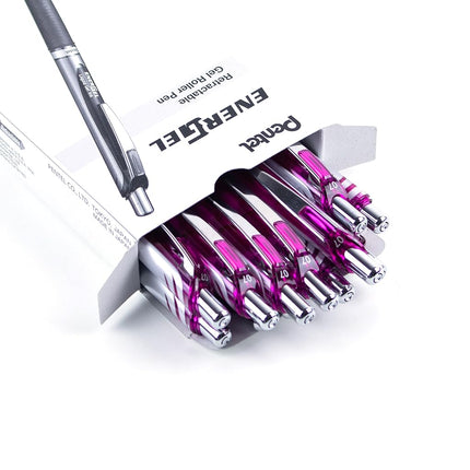 Pentel BL77-V4X EnerGel Retractable Gel Rollerball Pen with Retractable Mechanism, 0.7 mm Ball Diameter = 0.35 mm Line Width, Refillable, Pack of 12, Magenta