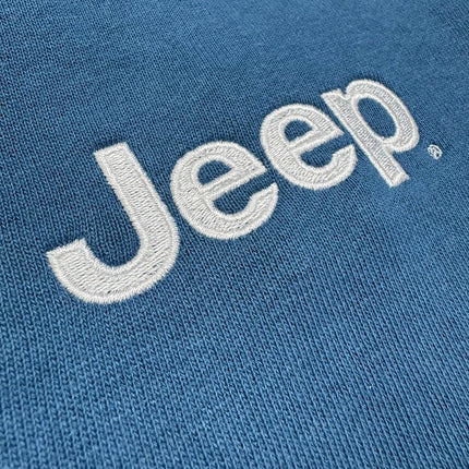 Sudadera con capucha y cremallera completa de felpa francesa Jeep - Azul pizarra - Sudadera unisex ligera supersuave con logo bordado, Azul pizarra, L