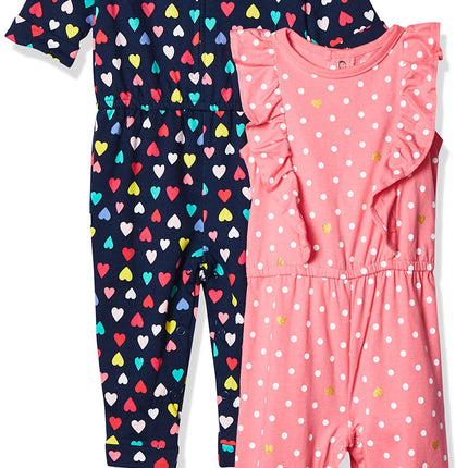 Carter's Baby Girls' 2-Pack One-Piece Romper, Navy