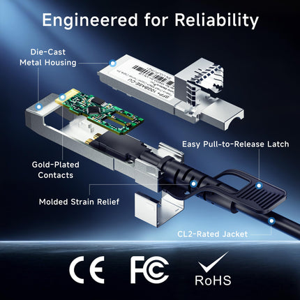Cable Matters Cable SFP Twinax DAC de 10 Gbps - 2 m / 6.6 pies, Cable Twinax SFP+ de Cobre de Conexión Directa Pasiva 10GBASE-CU, Compatible con Dispositivos Cisco, Ubiquiti, Huawei, Netgear y Supermicro