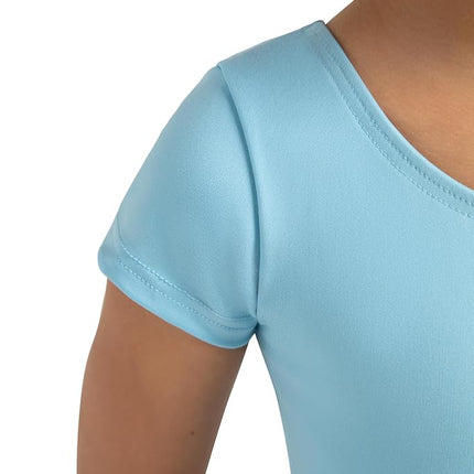 Justaucorps Capezio à Manches Courtes - Fille, Bleu Clair, Moyen