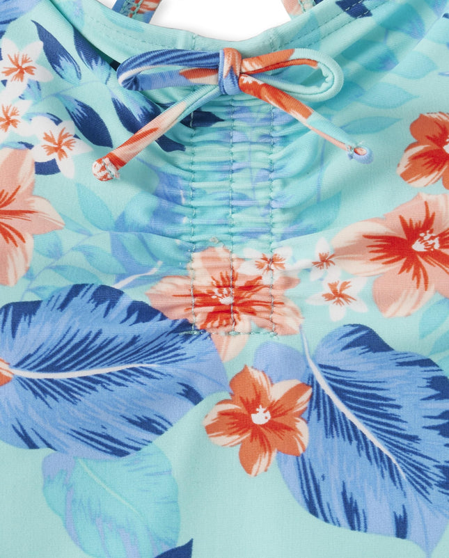 The Children's Place Girls' One Piece Swimsuit, Tropical Mellow Aqua, X-Large